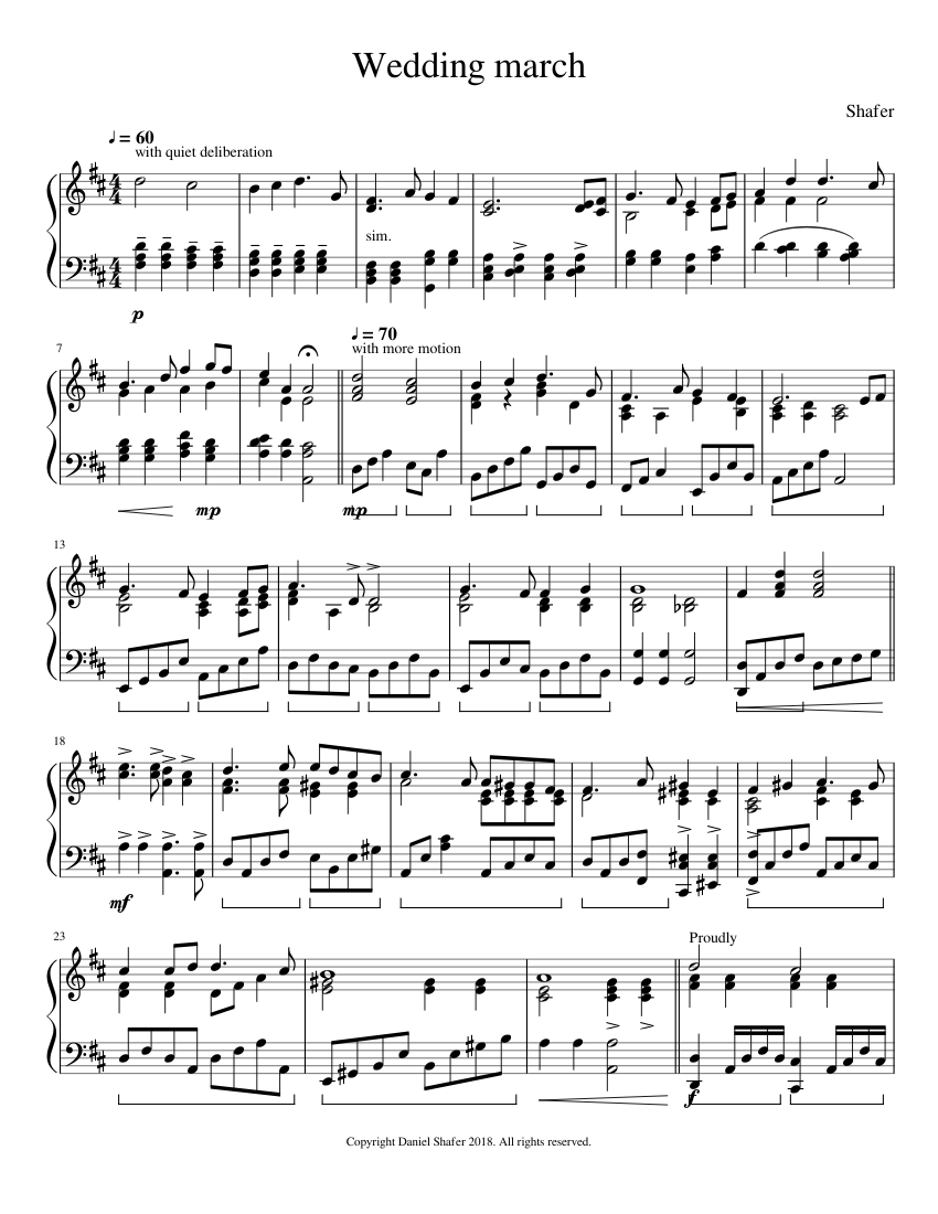 Wedding march sheet music for Piano download free in PDF