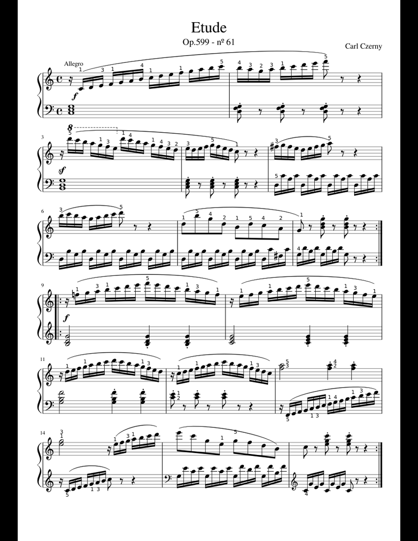 Czerny Op 599 n 61 sheet music for Piano download free in PDF or MIDI