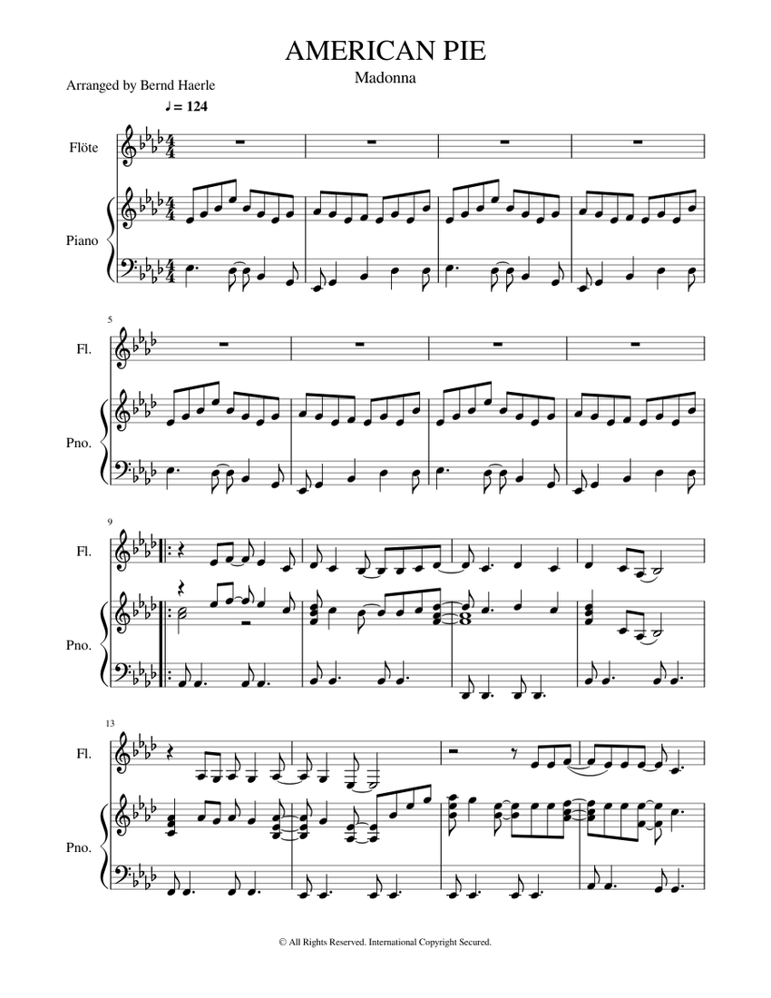 AMERICAN PIE Sheet music for Violin, Piano | Download free in PDF or