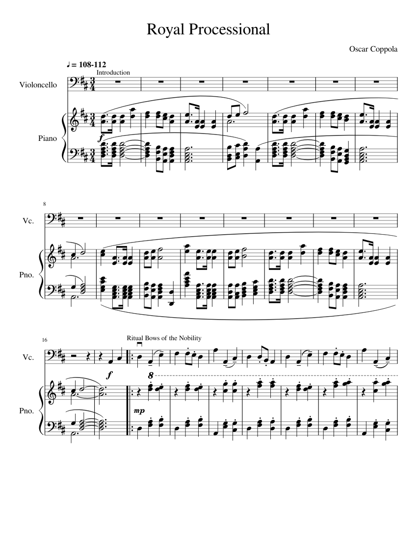 Processional sheet music for Piano, Cello download free in