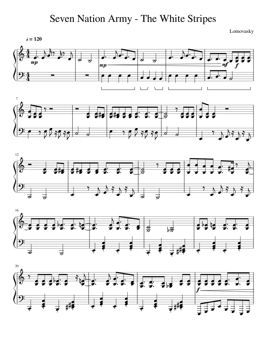 Seven Nation Army - The White Stripes Sheet music for Piano | Download