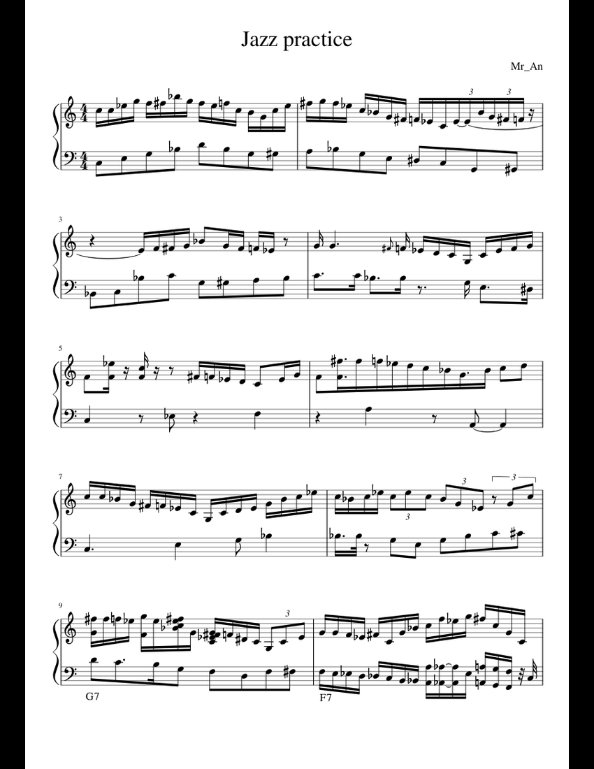 Jazz Practice sheet music for Piano download free in PDF or MIDI