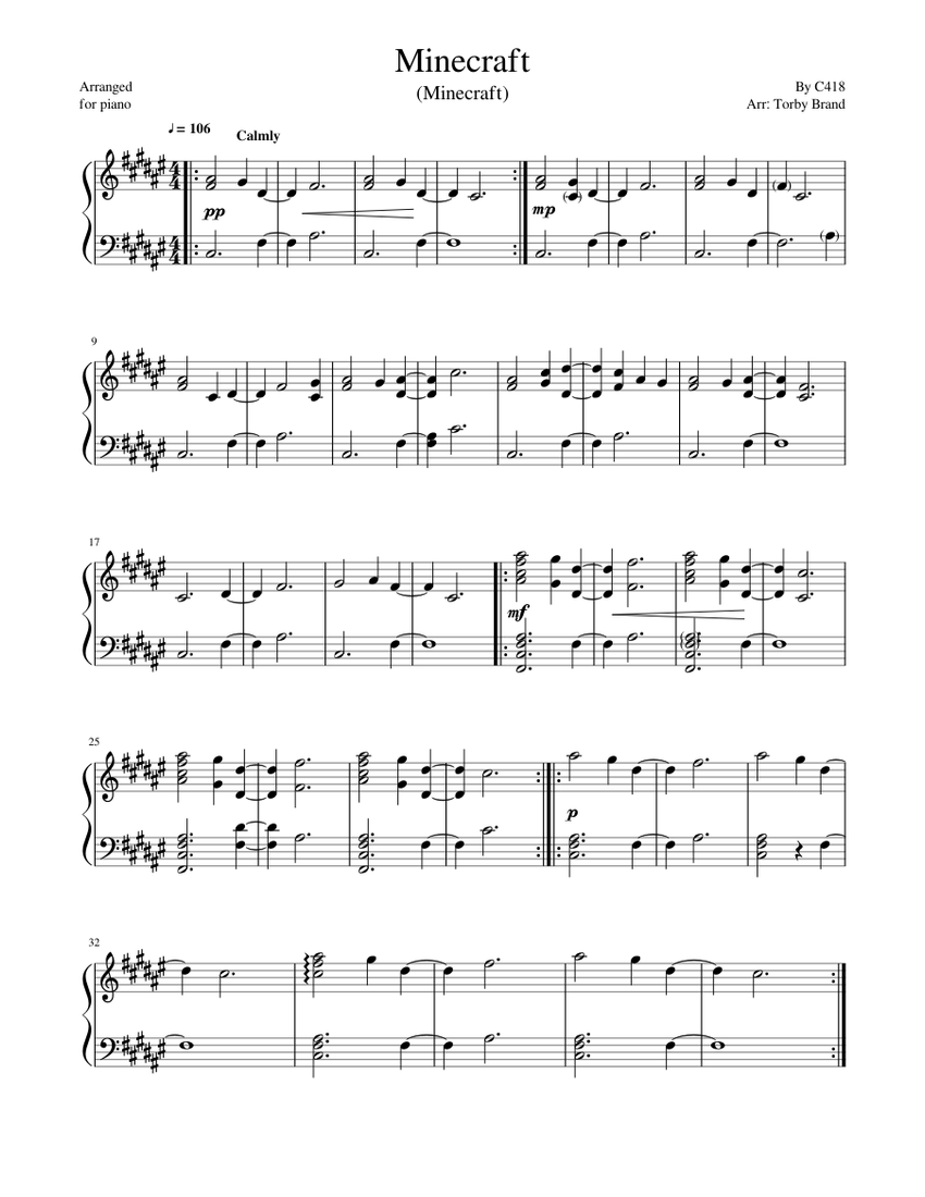 Minecraft (Title) sheet music for Piano download free in PDF or MIDI