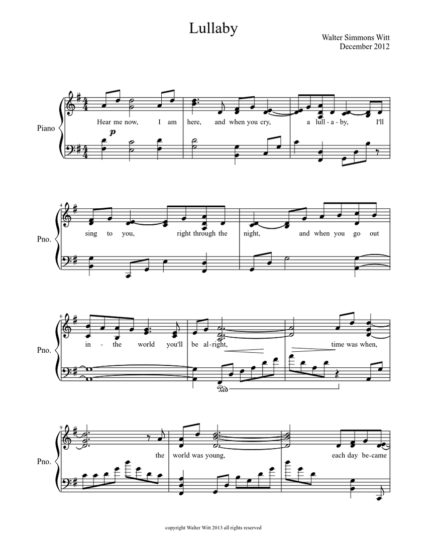 Lullaby Sheet music for Piano (Solo) | Musescore.com
