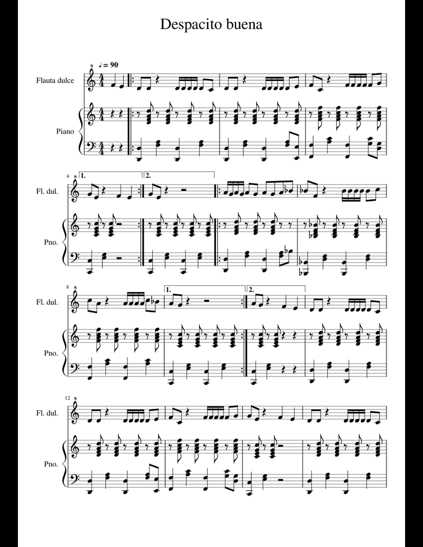 Despacito Sheet Music For Piano Recorder Download Free In Pdf Or Midi 