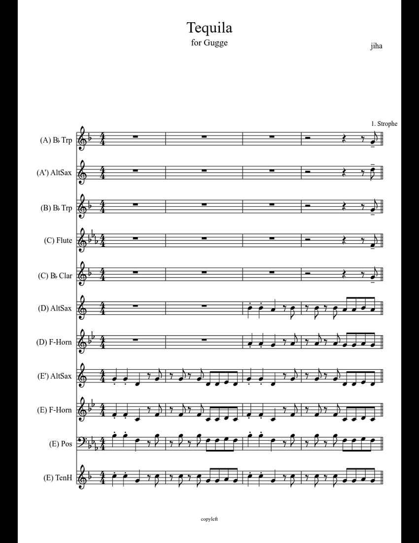 Tequila sheet music download free in PDF or MIDI