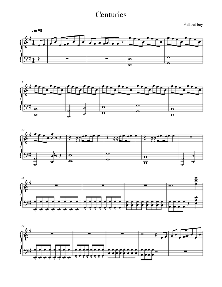 Centuries Sheet music for Piano | Download free in PDF or MIDI
