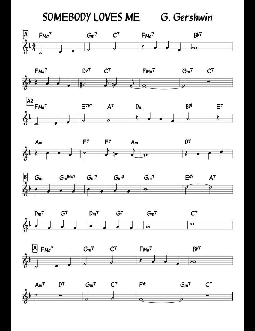 SOMEBODY LOVES ME G. Gershwin sheet music for Piano download free in ...