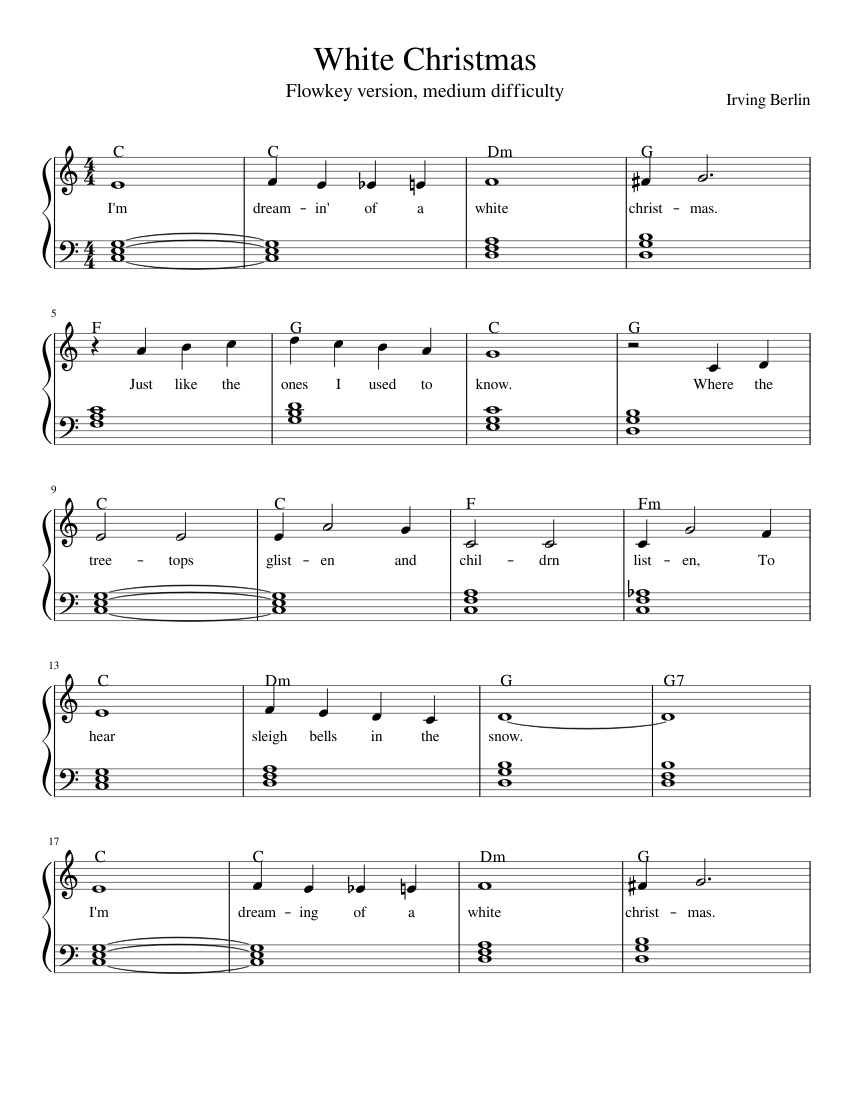 White Christmas Sheet music for Piano | Download free in PDF or MIDI