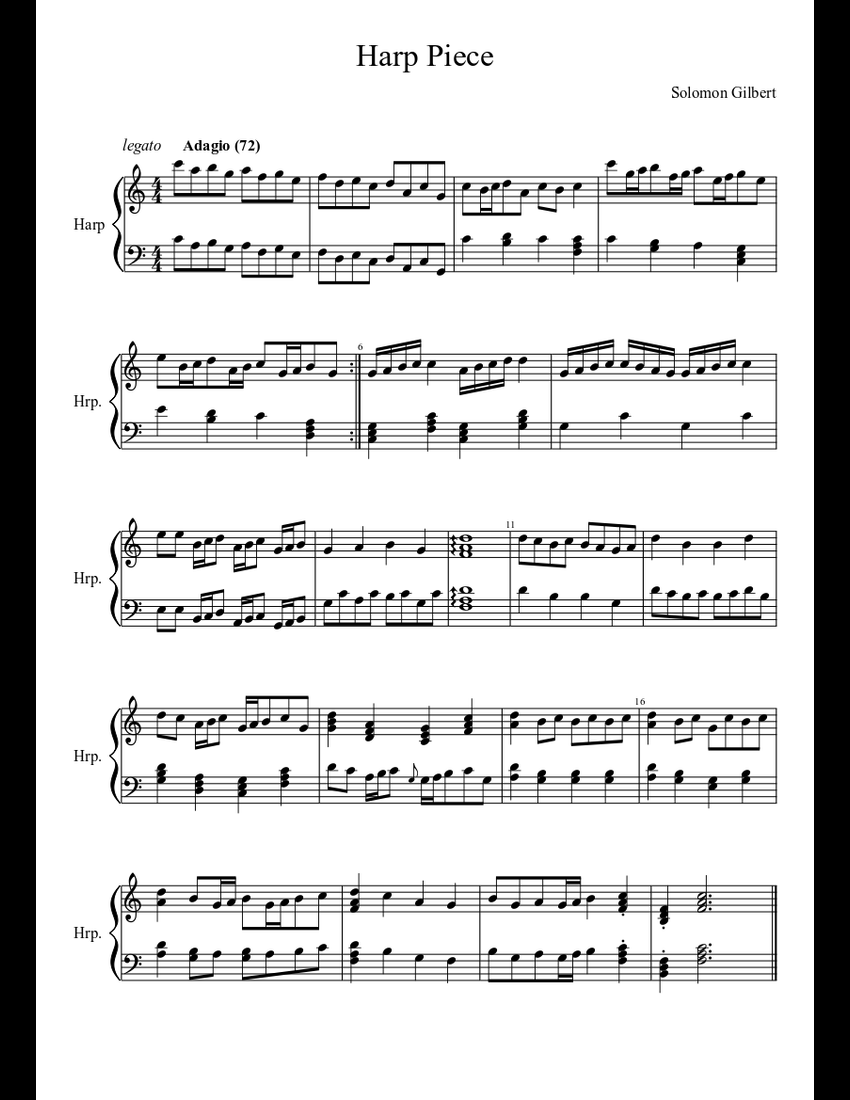 Harp Piece 1 sheet music download free in PDF or MIDI