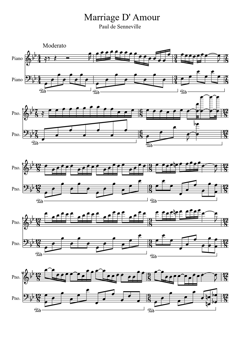 Marriage D' Amour sheet music download free in PDF or MIDI
