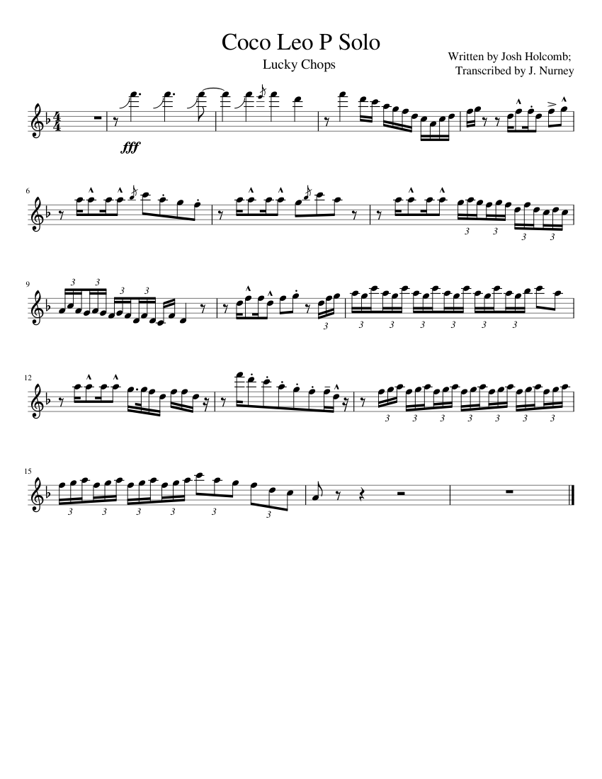Coco Leo P Solo Sheet music for Baritone Saxophone Download free in PDF or MIDI