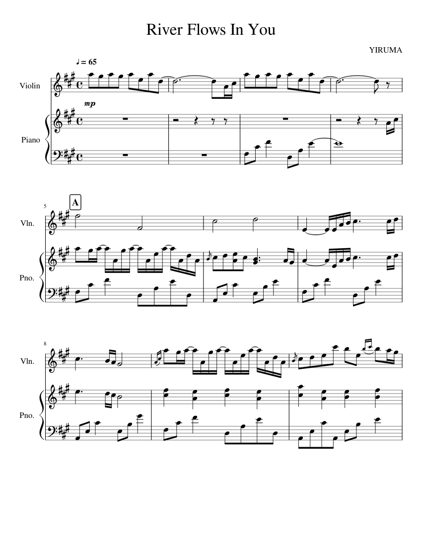 River Flows In You Sheet music for Piano, Violin (Solo) | Musescore.com