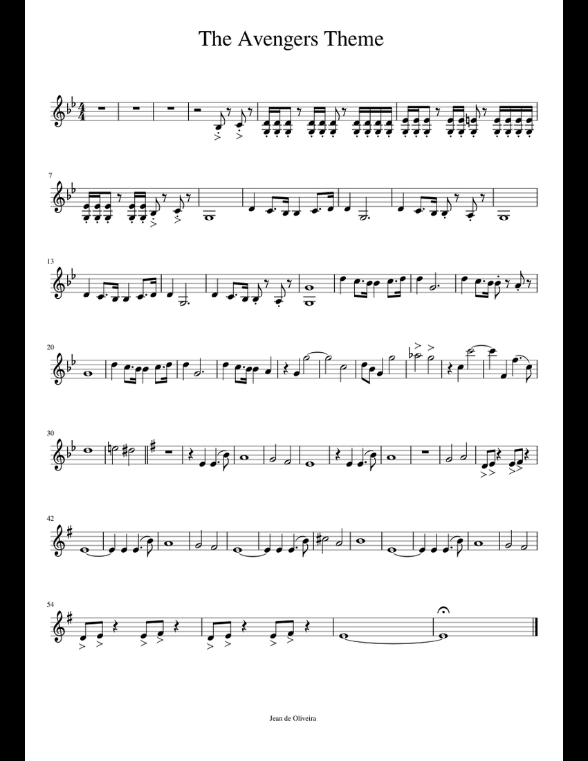 The Avengers Theme sheet music for Piano download free in PDF or MIDI