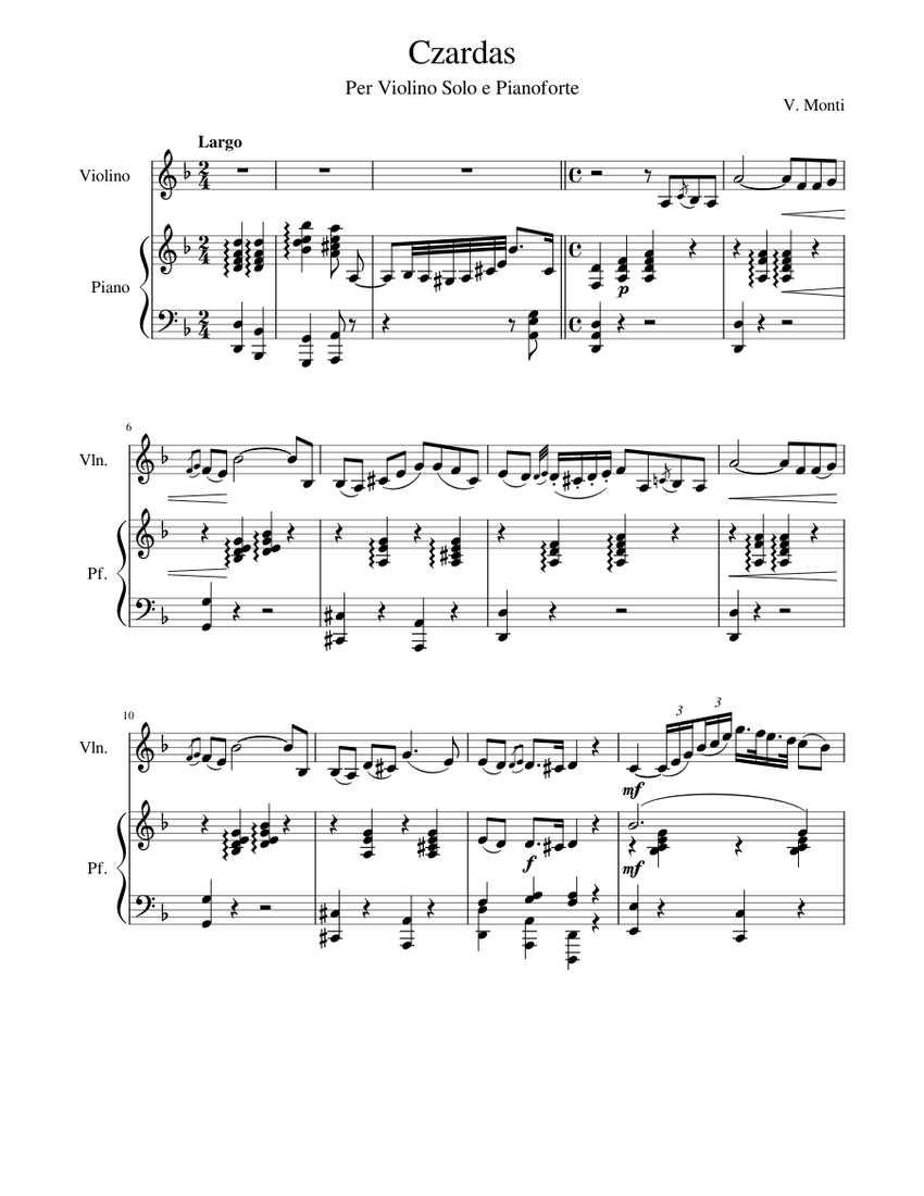 Czardas Sheet music for Piano, Violin (Solo) | Musescore.com