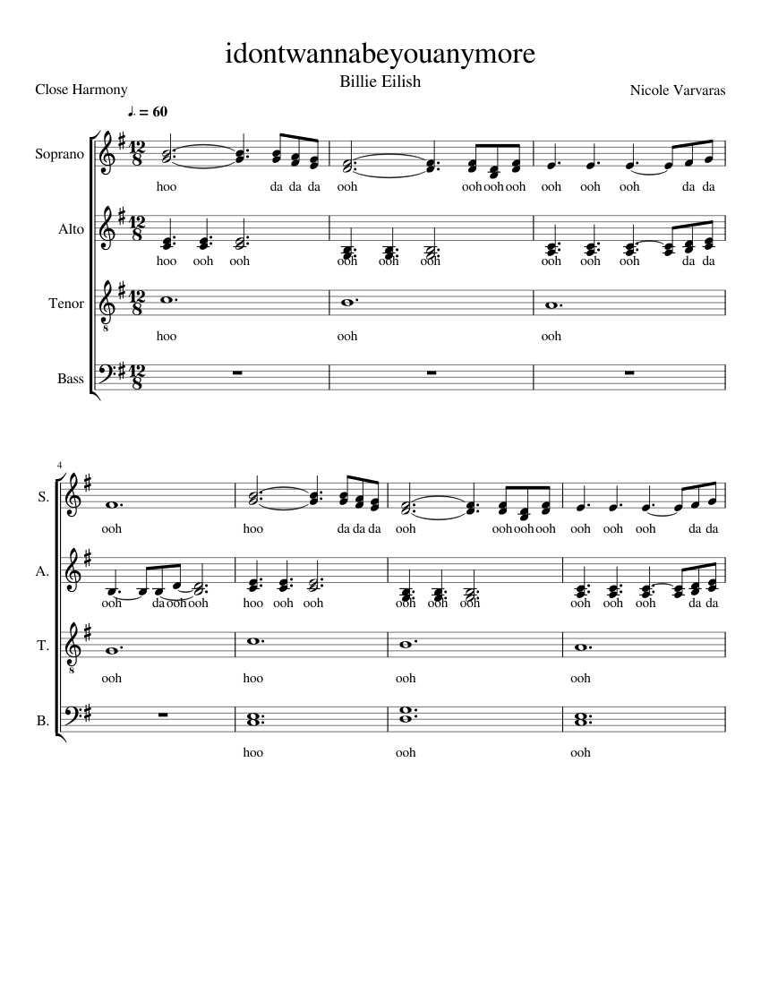 idontwannabeyouanymore sheet music for Voice download free in PDF or MIDI