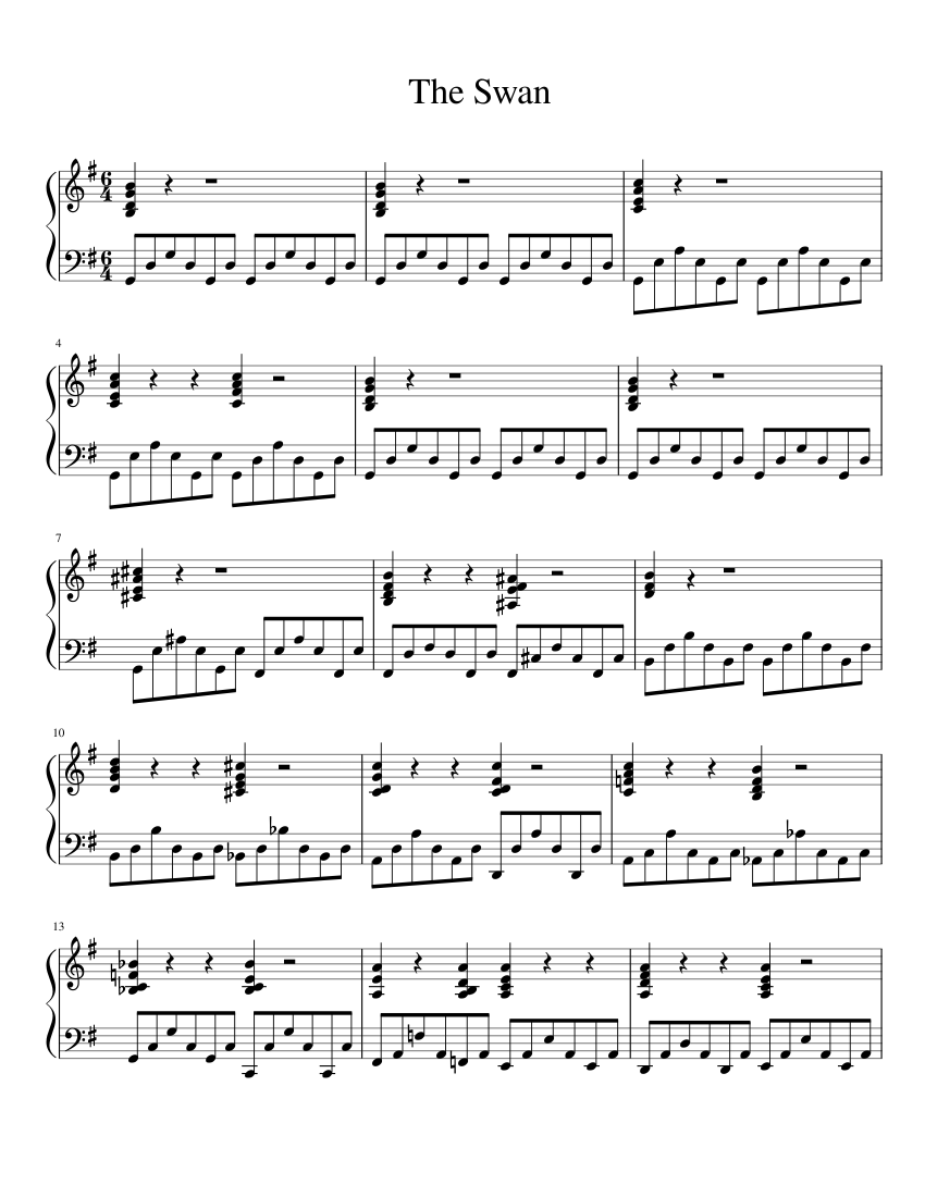 The Swan Sheet music for Piano (Solo) | Musescore.com