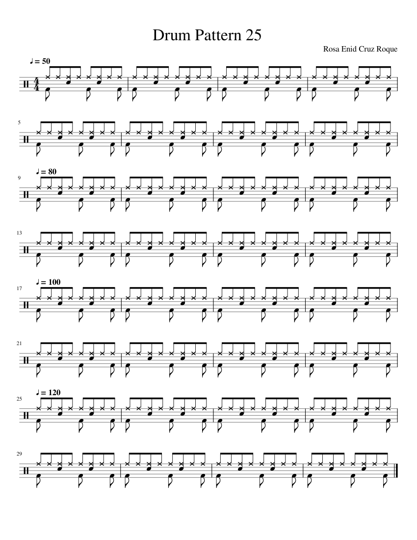 Drum Pattern 25 sheet music for Percussion download free in PDF or MIDI