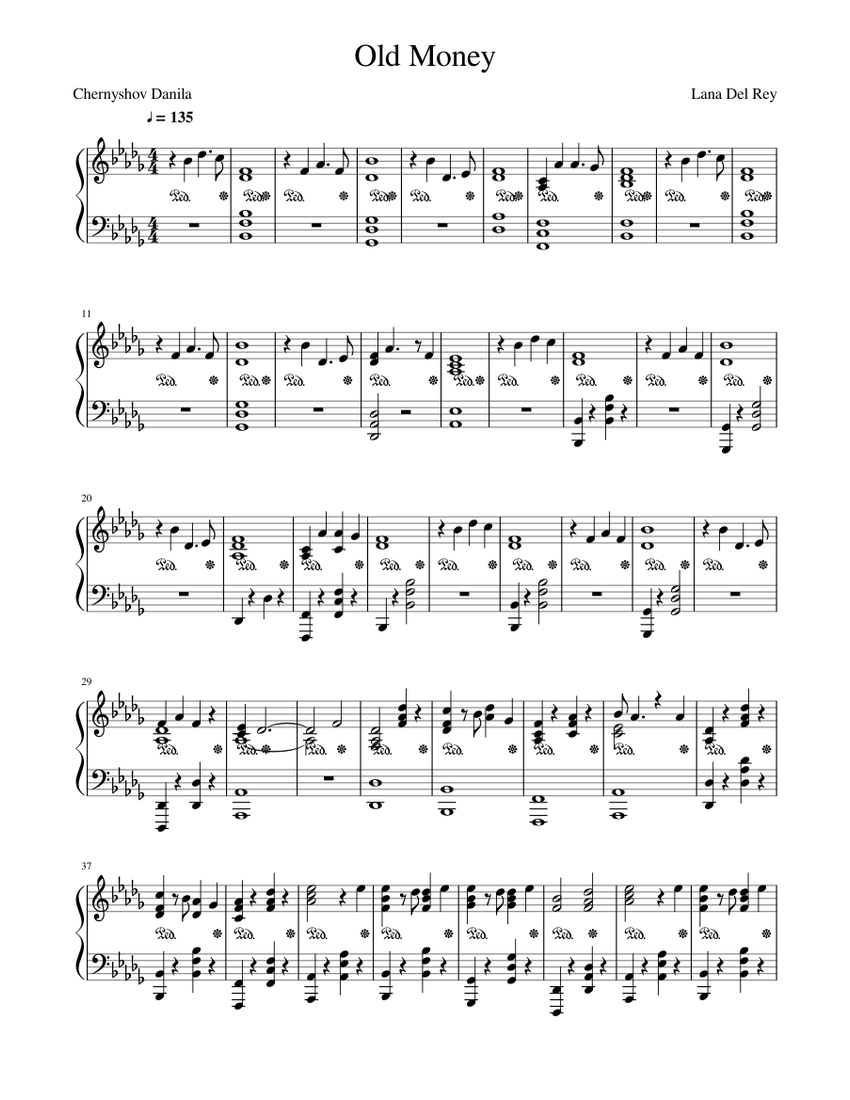 Lana Del Rey - Old Money Sheet music for Piano | Download free in PDF