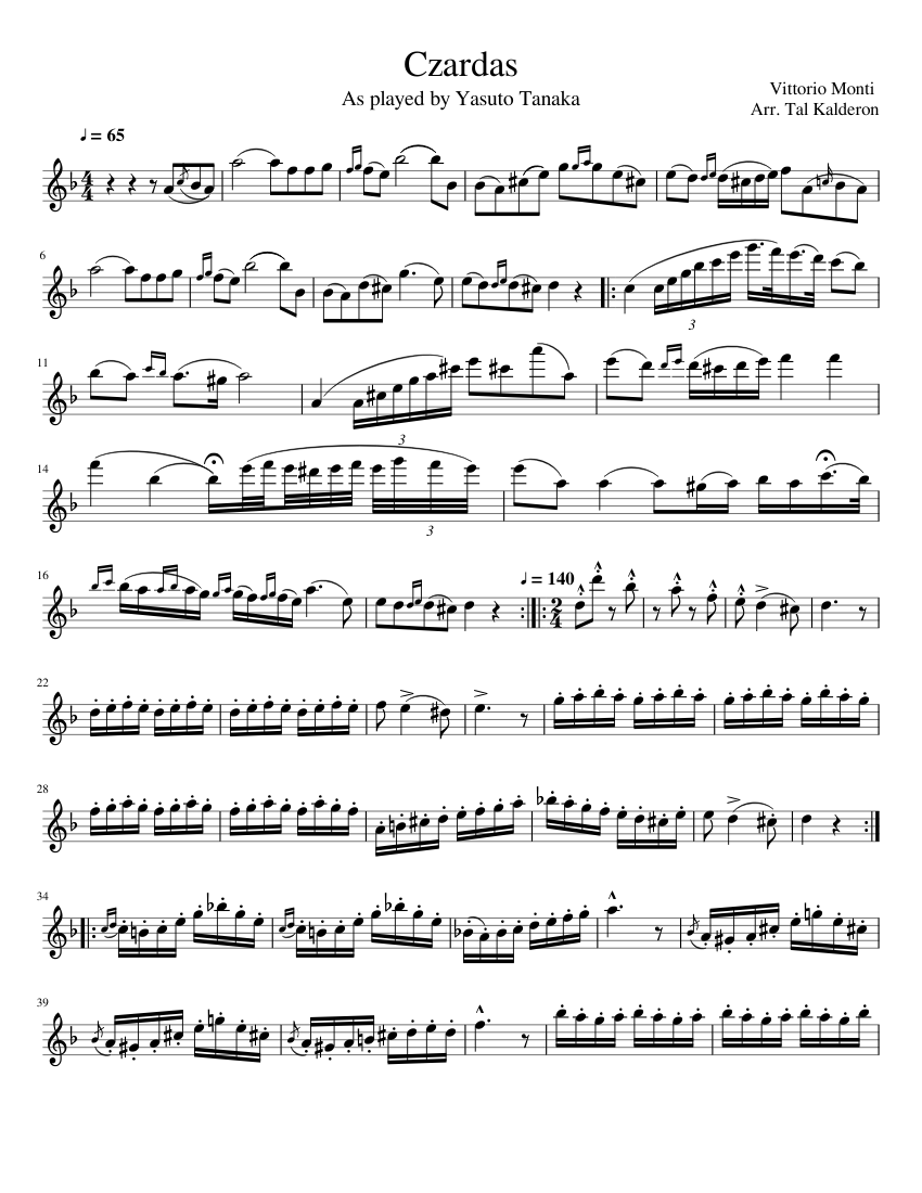 Czardas for Baritone Saxophone Sheet music for Baritone Saxophone