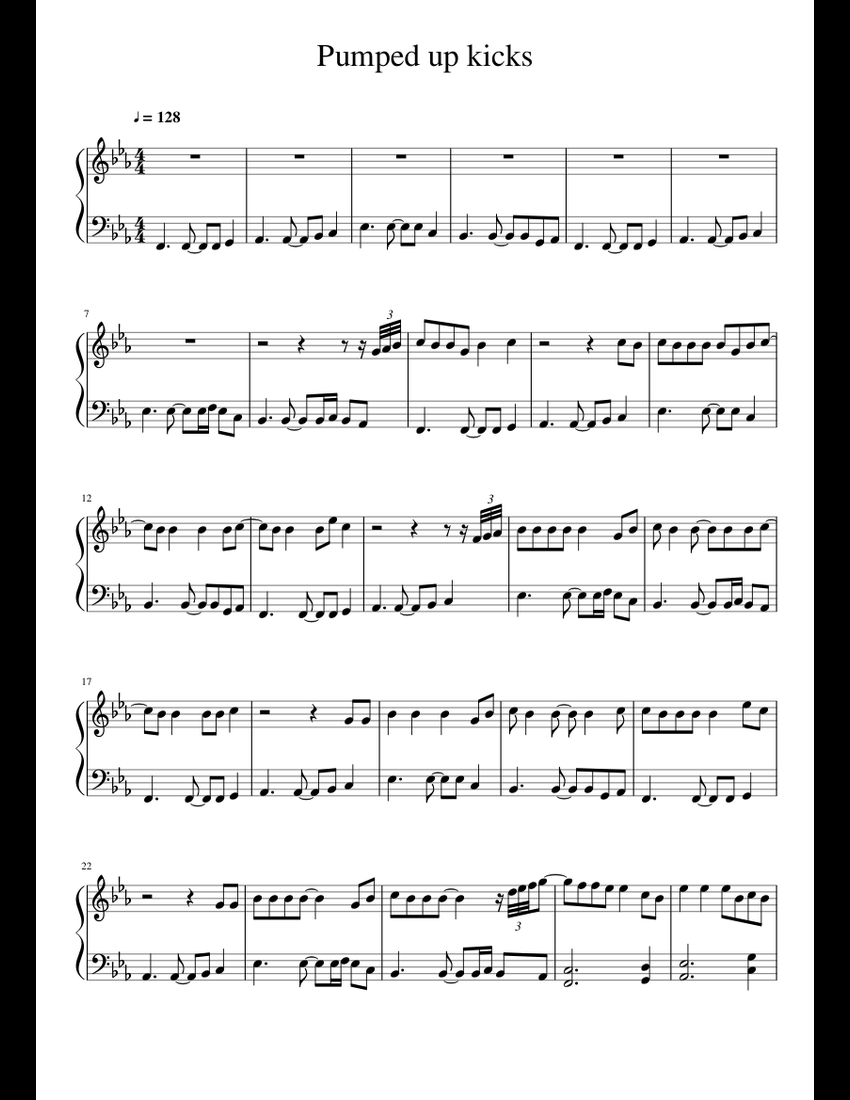 Pumped up kicks sheet music for Piano download free in PDF or MIDI