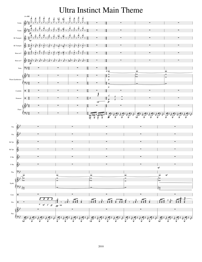 Ultra Instinct Main Theme Wip Sheet Music For Violin Piano