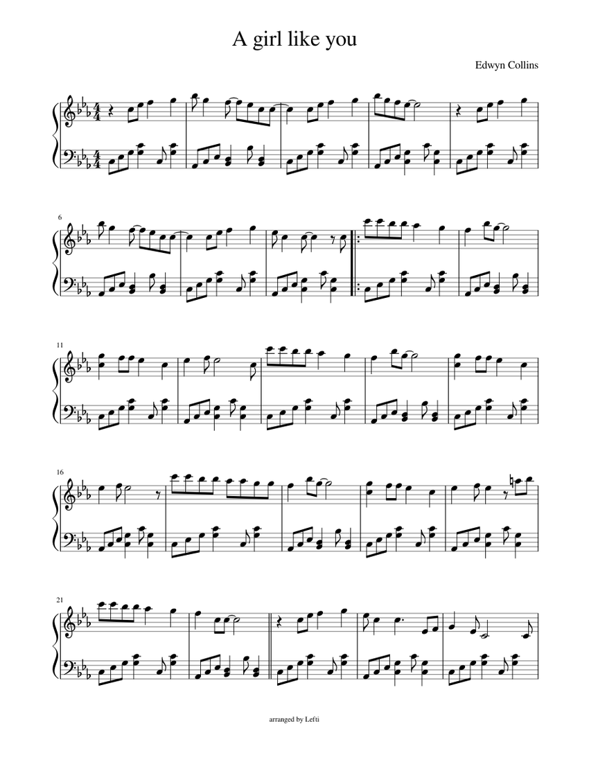 A girl like you Sheet music for Piano Download free in PDF or MIDI