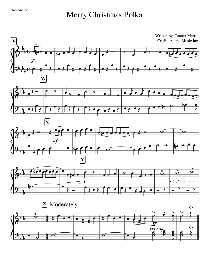 Merry Christmas Polka sheet music for Accordion download free in PDF or