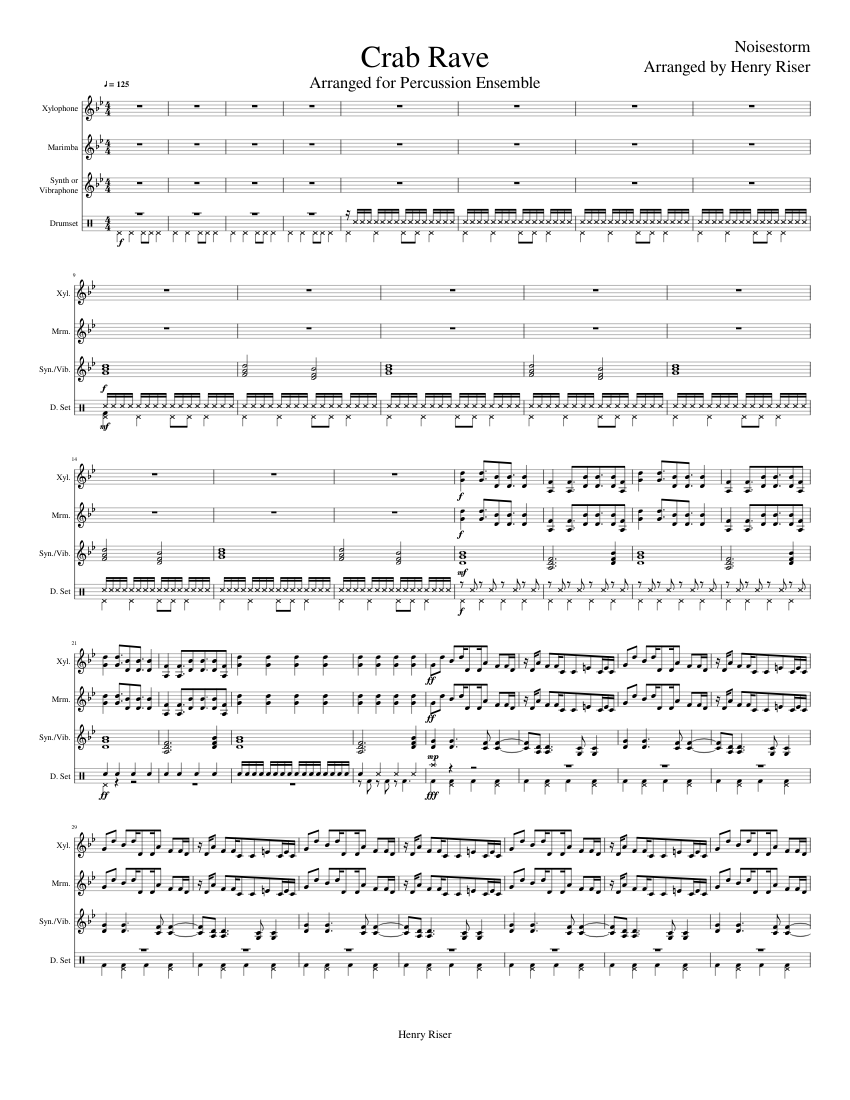 Crab Rave Sheet music for Piano, Percussion | Download free in PDF or
