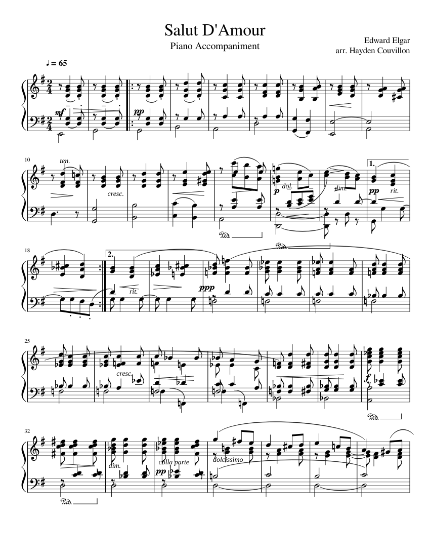 Salut D Amour Piano sheet music for Piano download free in PDF or MIDI