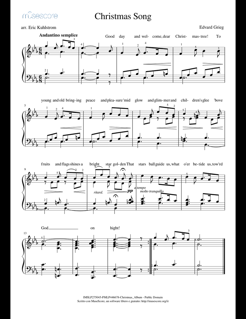Christmas Song sheet music for Piano download free in PDF or MIDI