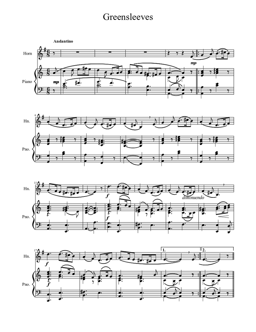 Greensleeves Sheet music | Download free in PDF or MIDI | Musescore.com