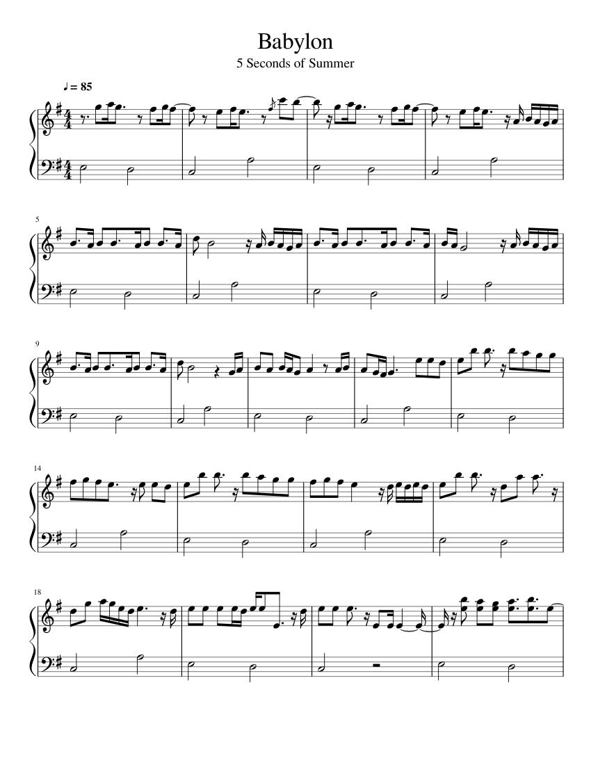 Babylon Sheet music for Piano | Download free in PDF or MIDI