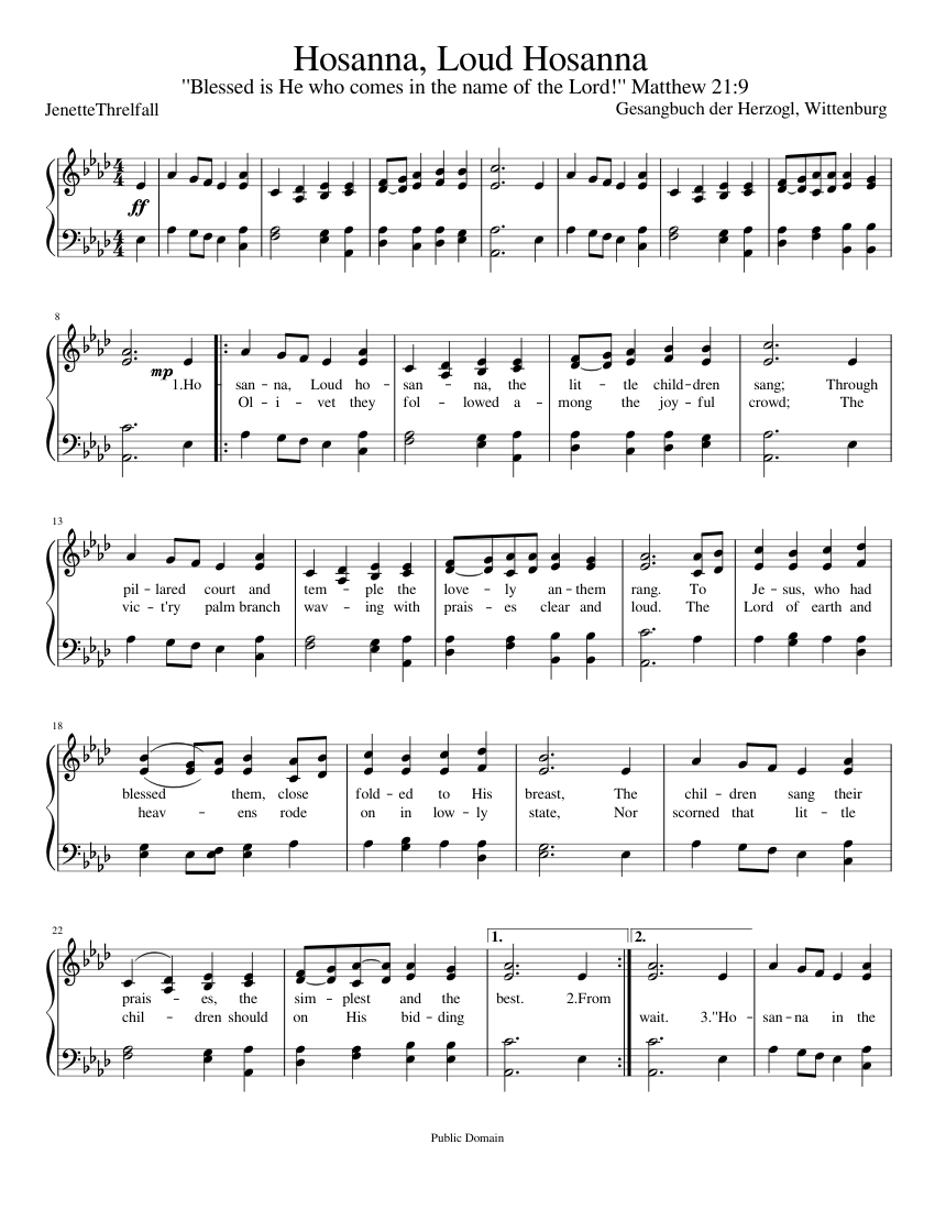 Hosanna Loud Hosanna sheet music for Organ download free in PDF or MIDI