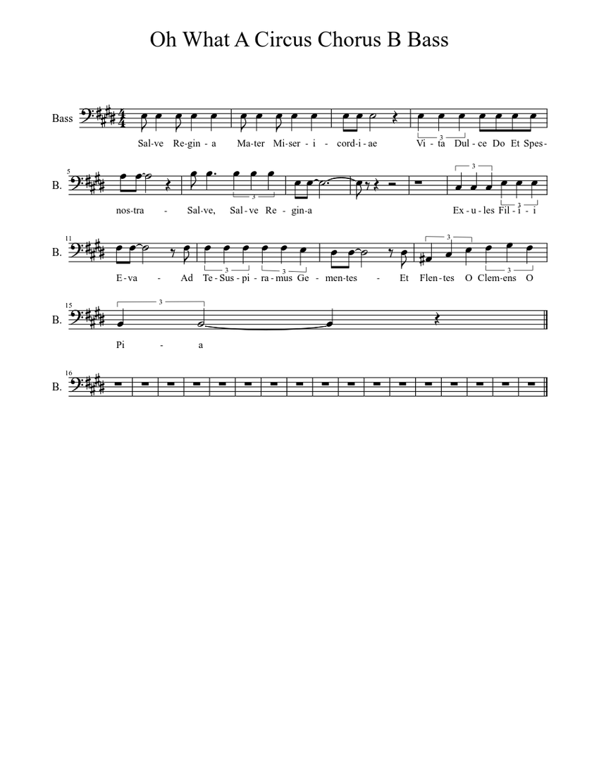 Oh What A Circus Chorus B Bass Sheet music for Bass (Solo)