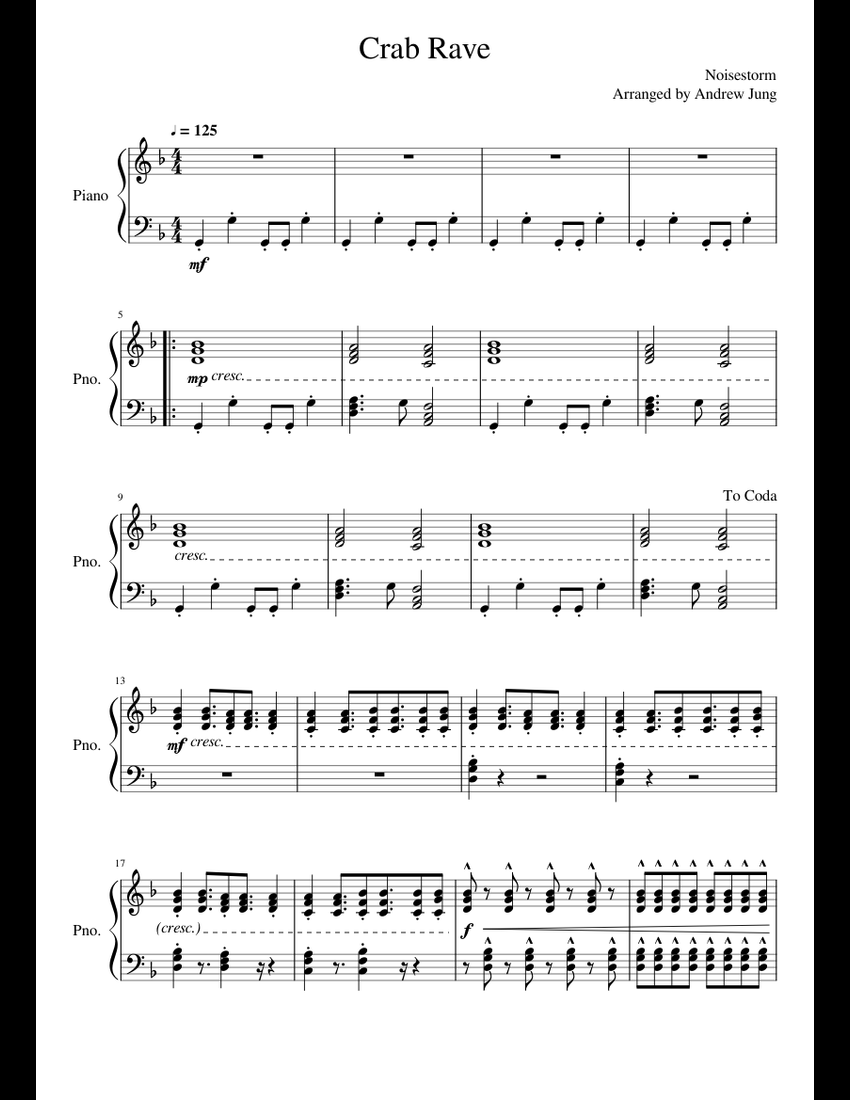 Crab Rave sheet music for Piano download free in PDF or MIDI