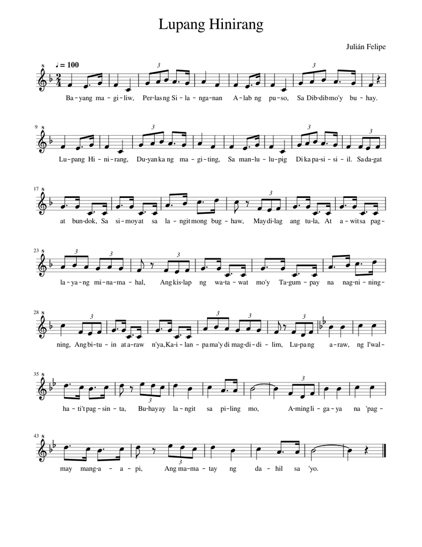 Lupang Hinirang sheet music for Recorder download free in PDF or MIDI