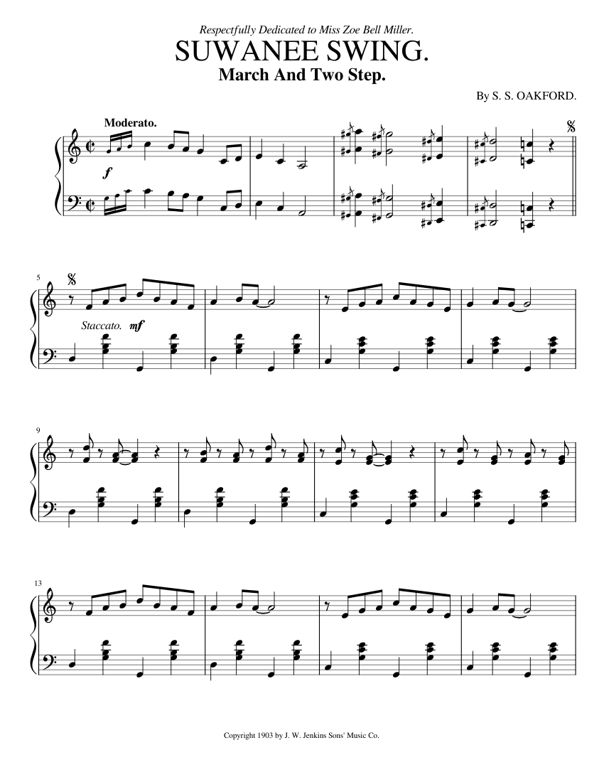 Suwanee Swing (1903) Sheet music for Piano | Download free in PDF or MIDI | Musescore.com
