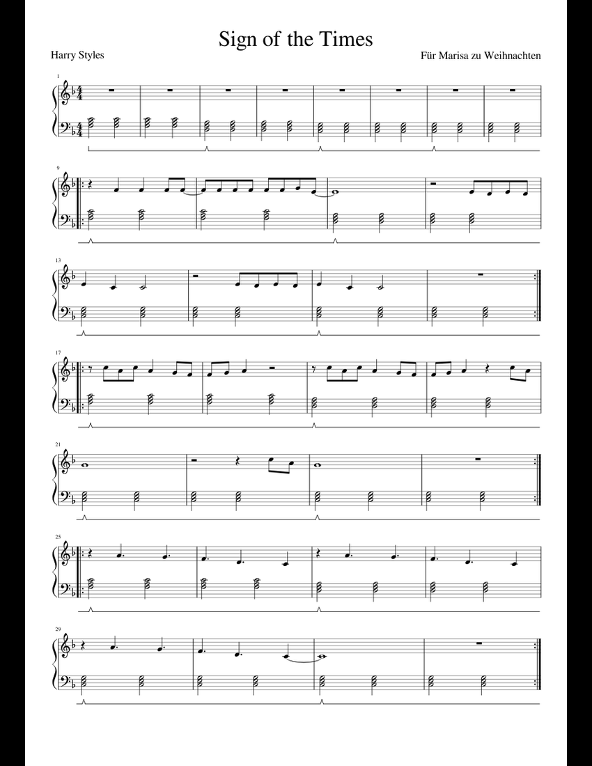 Sign of the Times sheet music for Piano download free in PDF or MIDI