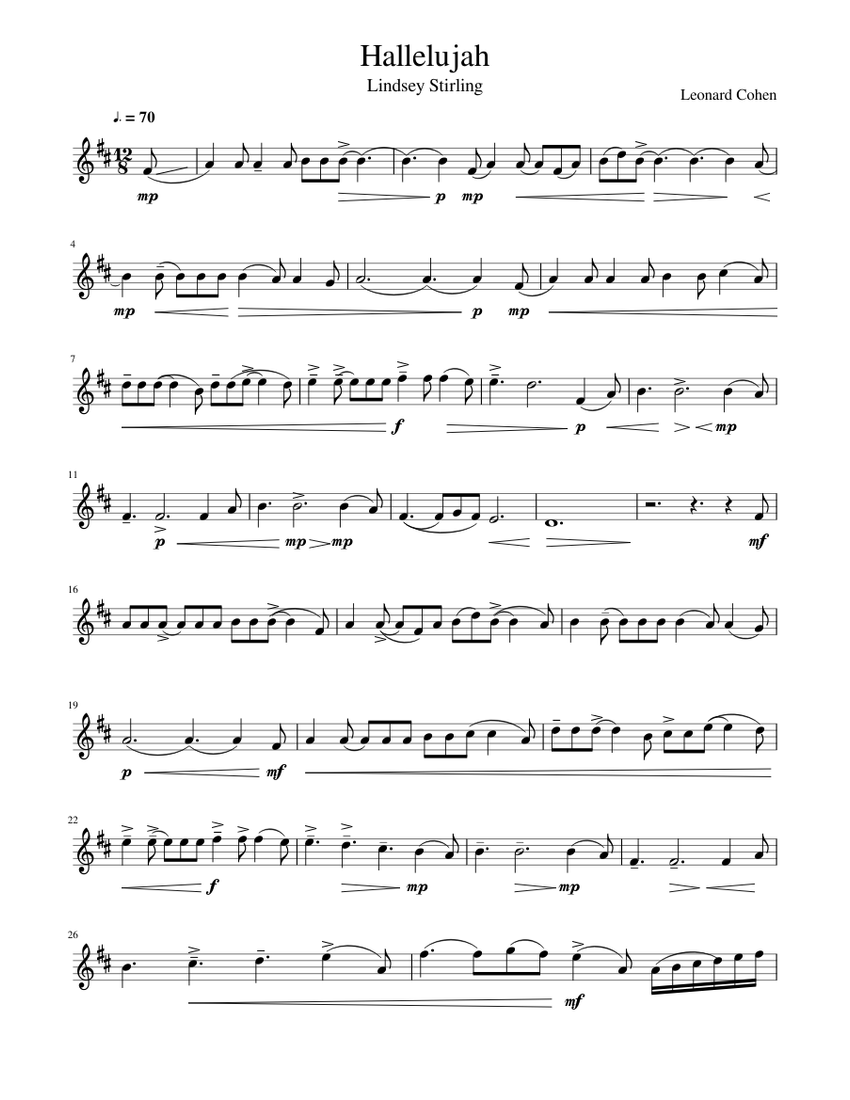 Hallelujah Sheet music for Violin | Download free in PDF or MIDI