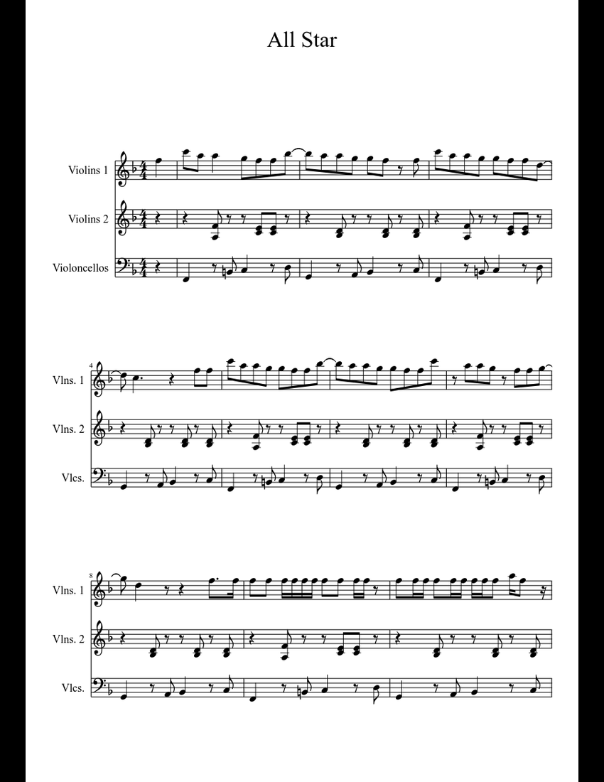 All Star sheet music download free in PDF or MIDI