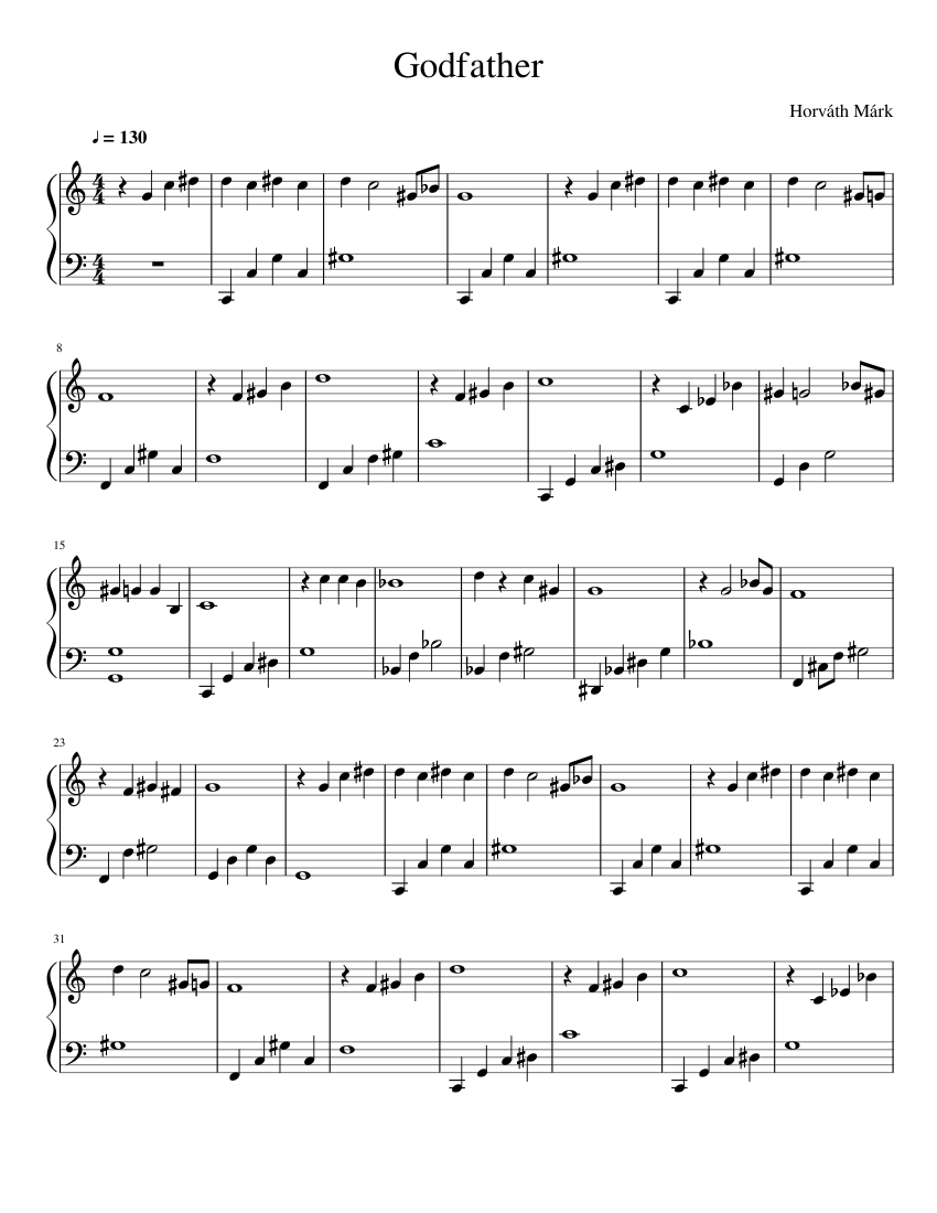 Godfather Sheet music for Piano | Download free in PDF or MIDI