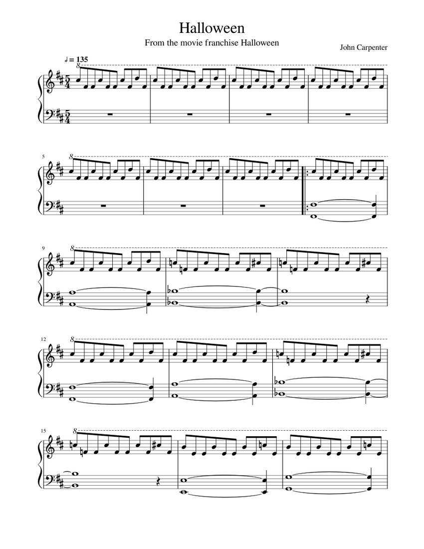 Halloween - Main Theme Sheet music for Piano | Download free in PDF or