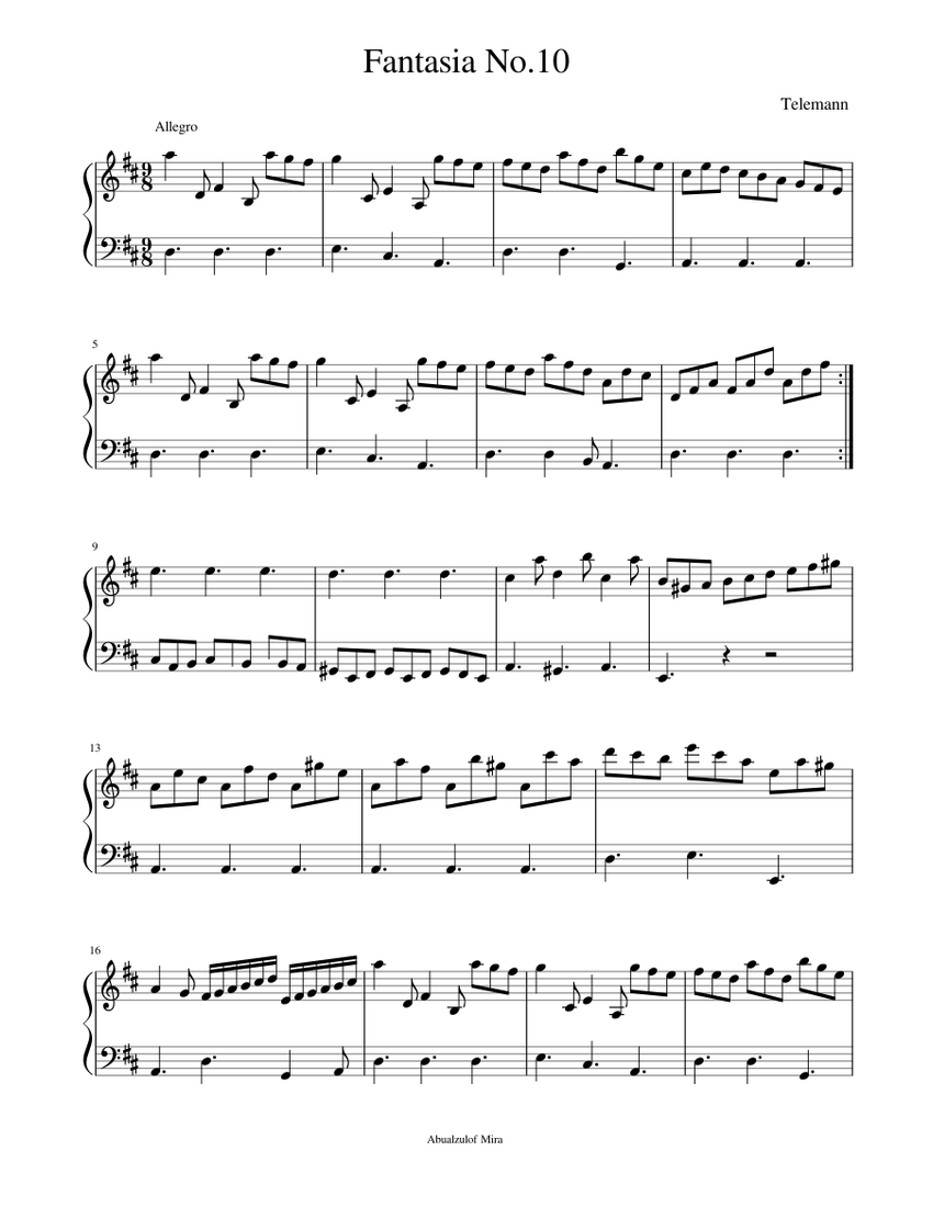 Fantasia No 10 Sheet music for Piano (Solo) | Musescore.com