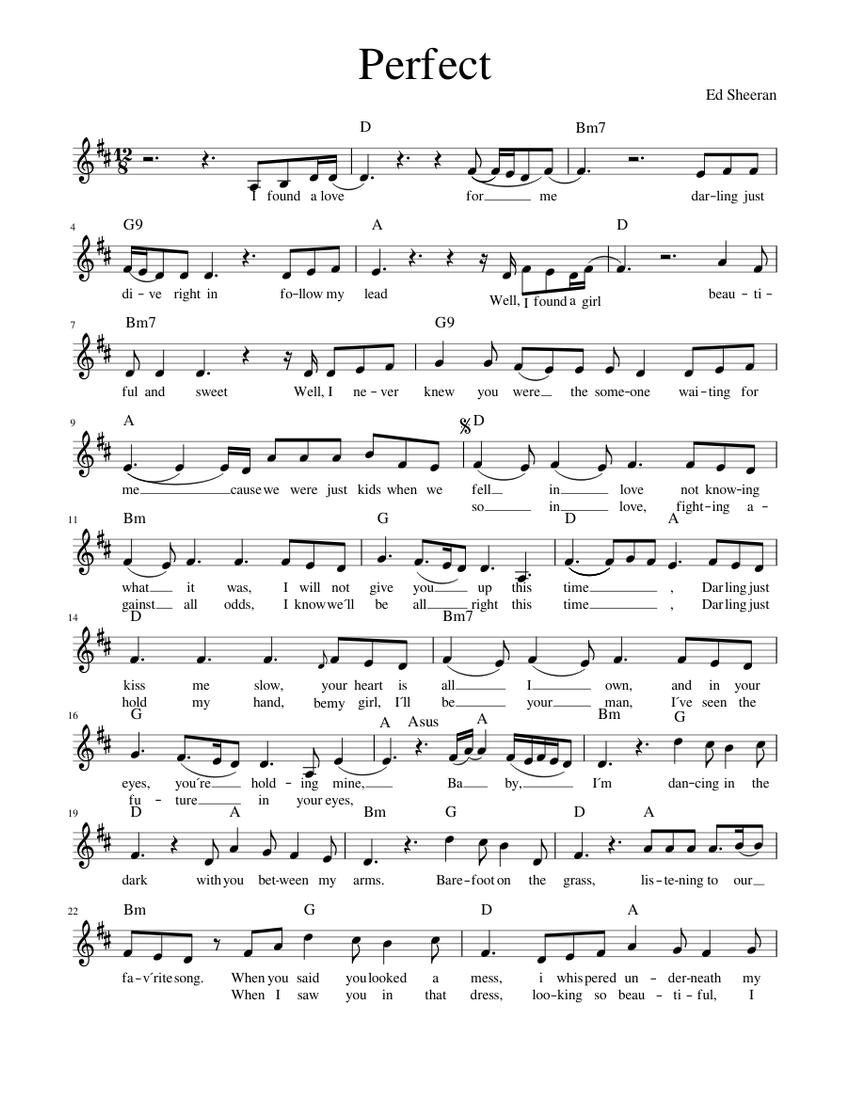 Perfect Ed Sheeran Partitur Sheet music for Piano | Download free in