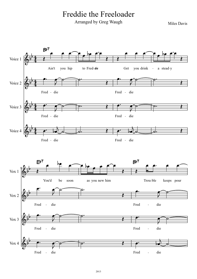 FREDDIE FREELOADER SCORE PDF