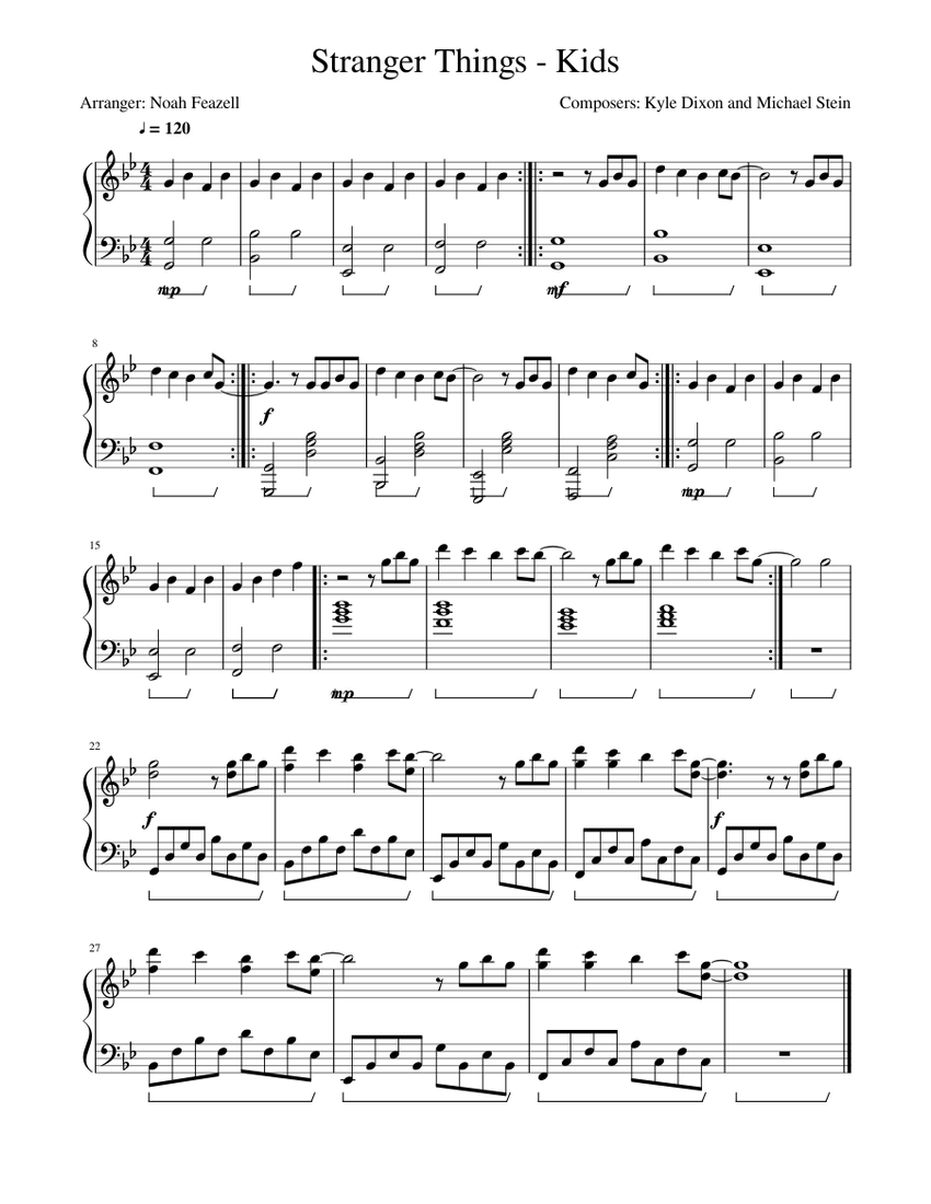 Stranger Things - Kids Sheet music for Piano | Download free in PDF or