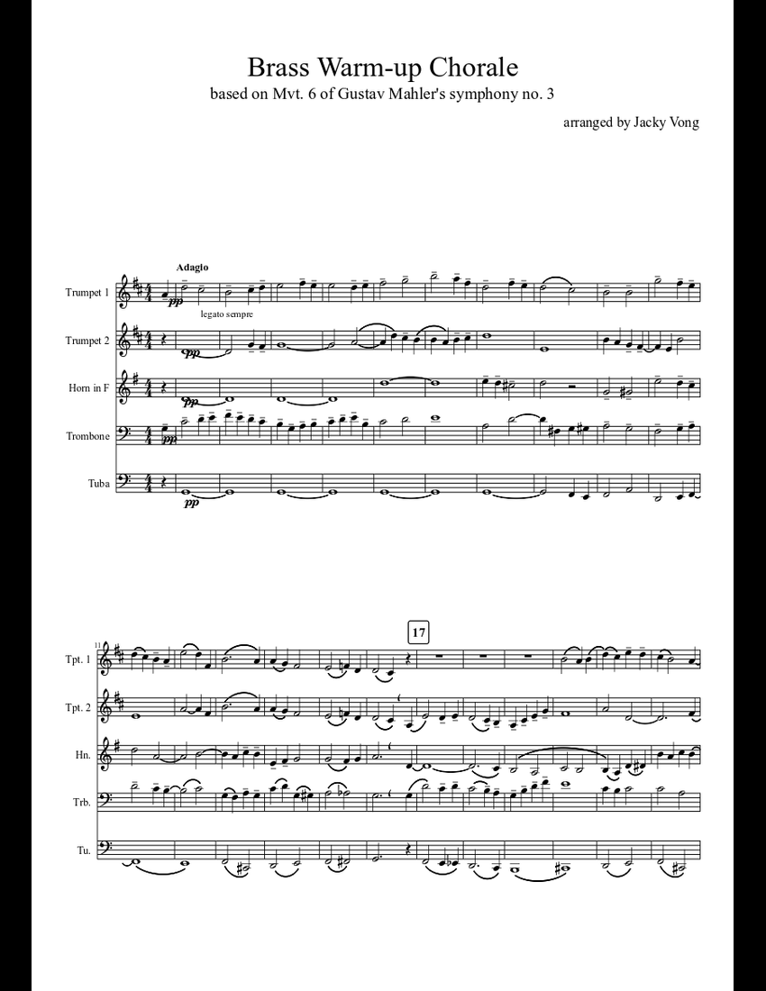 Brass Warmup Chorale sheet music download free in PDF or MIDI