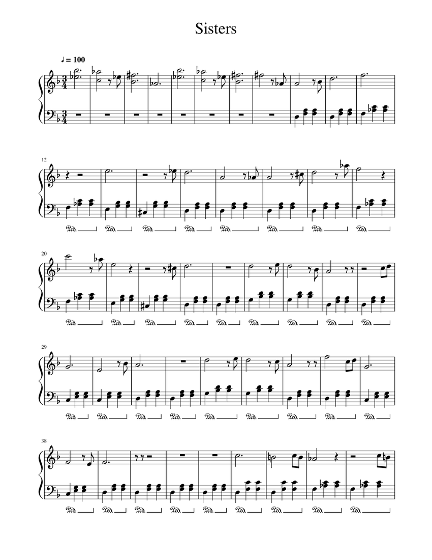 Sisters Sheet music for Piano | Download free in PDF or MIDI