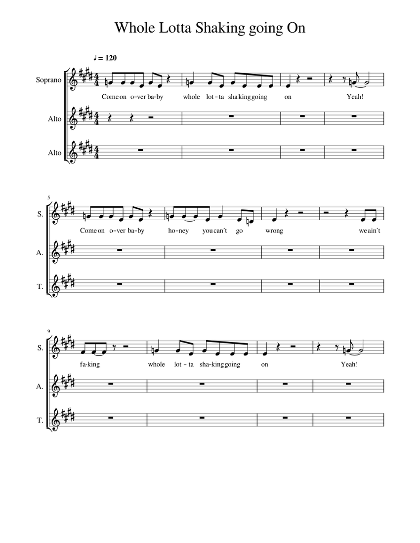 Whole Lotta Shaking Going On Sheet Music For Voice Download Free In Pdf Or Midi 7979